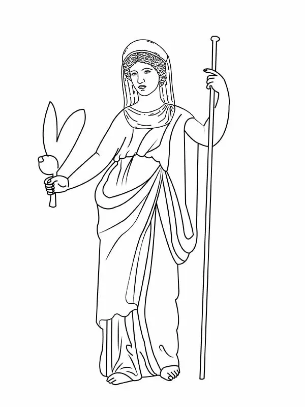 Demeter Holding Staff and Crop