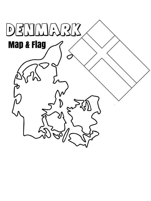 Denmark Map and Flag