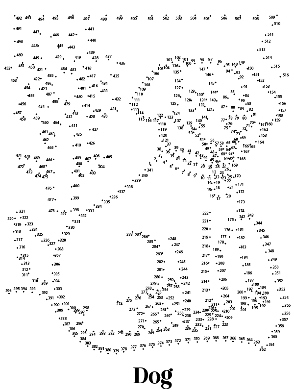 Dog Animal Extreme Dot to Dot Coloring Page