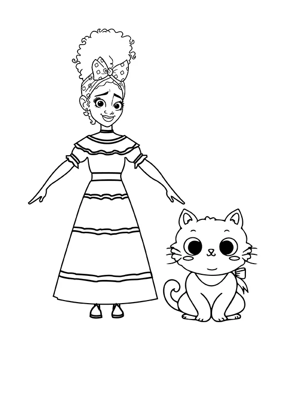 Dolores of Encanto and Cute Cat