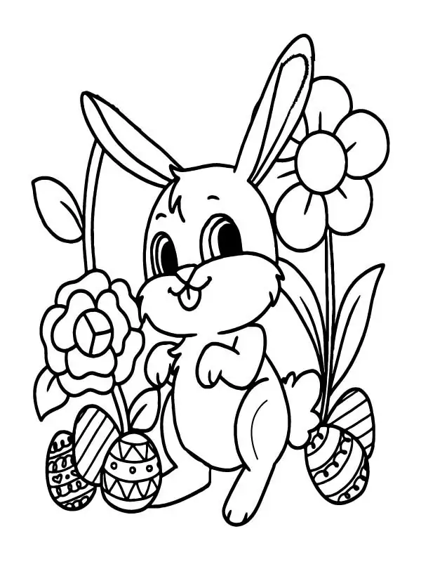 Easter Bunny and Beautiful Flowers