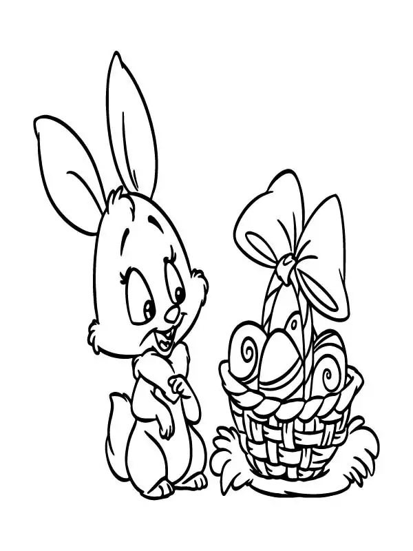 Easter Bunny and Eggs in Basket