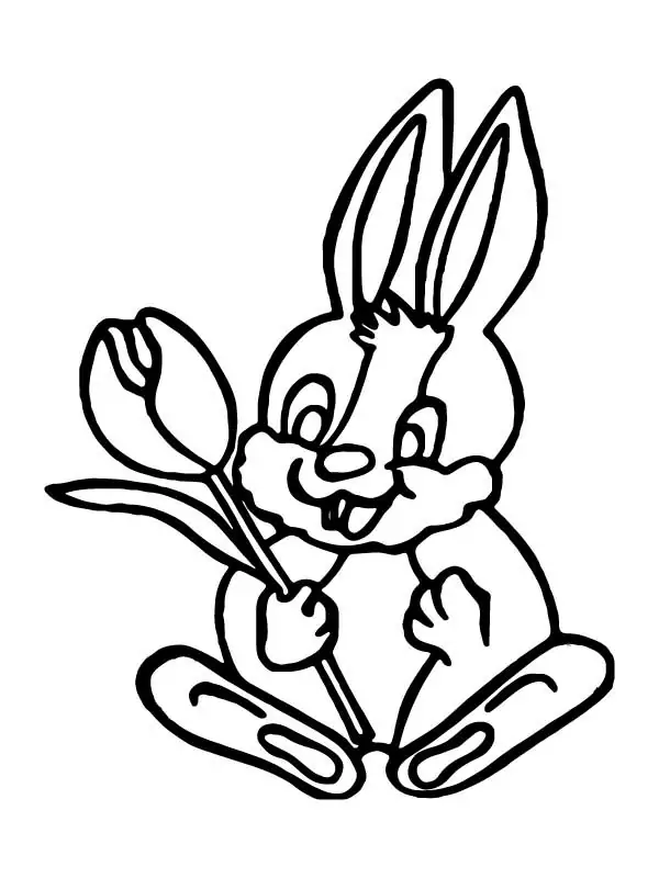 Easter Bunny Holding a Flower