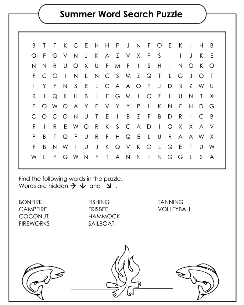 Easy Summer Word Searches