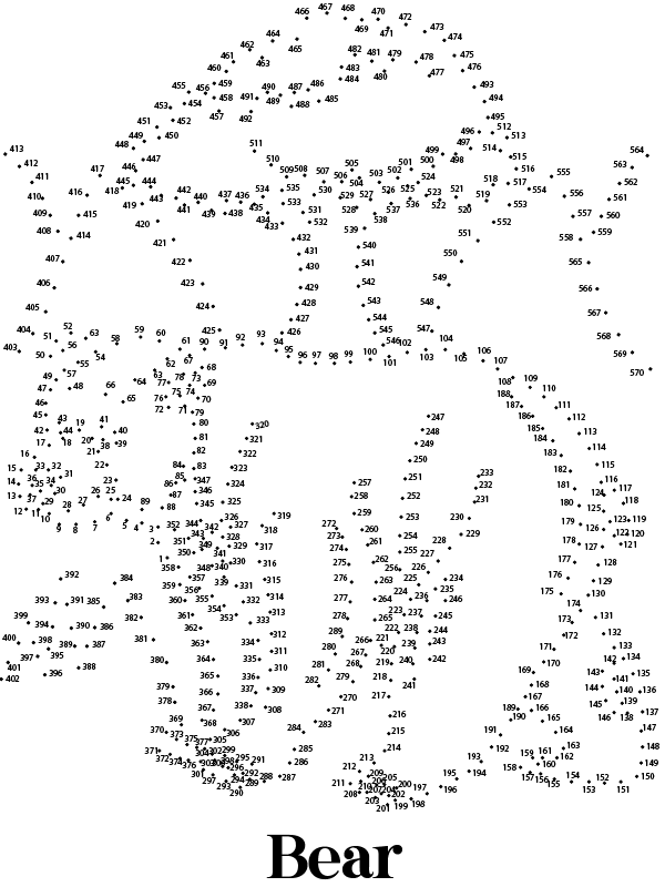 Extreme Dot to Dot Bear Coloring Page