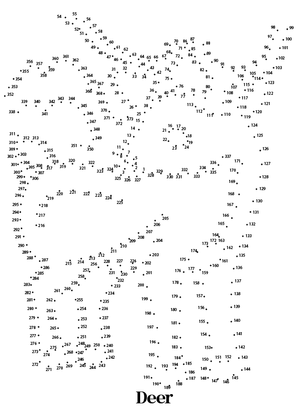 Extreme Dot to Dot Deer Coloring Page