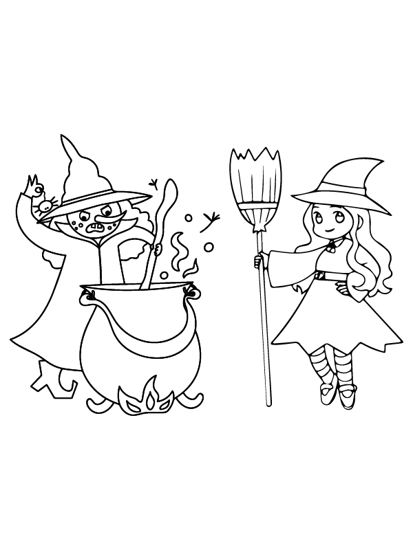 Fairy tale witch with cauldron