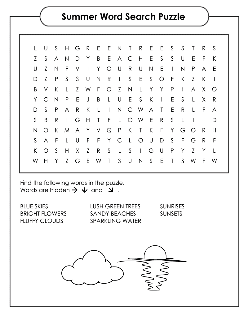 First Day Of Summer Word Search