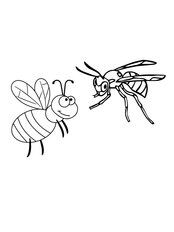 Flying Wasp and Cute Bee