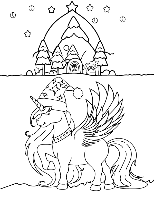 Free Coloring Sheet Christmas Unicorn