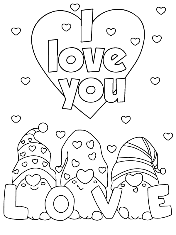 Free Valentine Gnome I Love You Printable