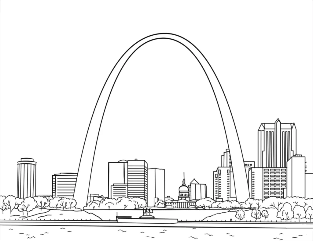 Gateway Arch Coloring Page