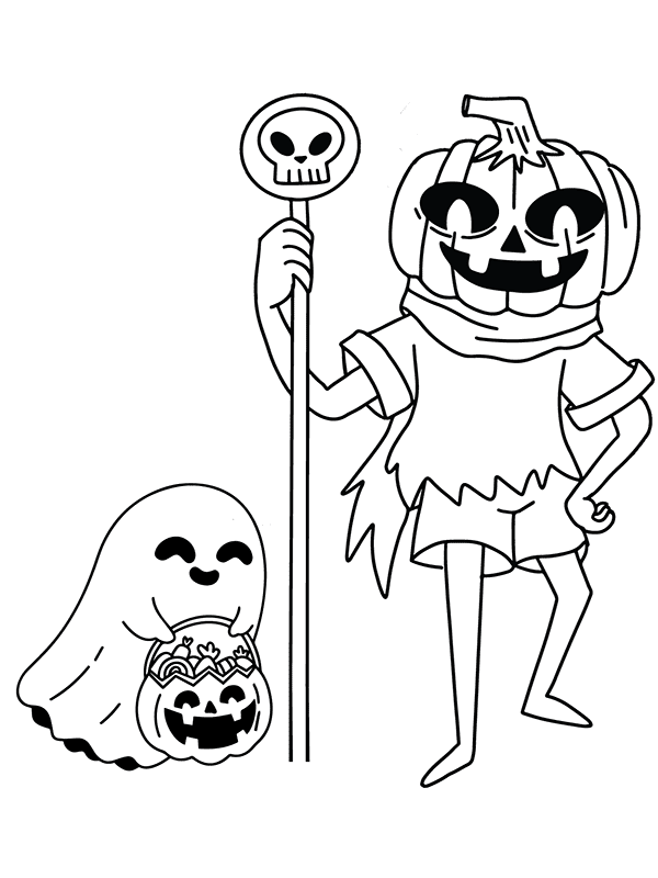 Ghost and Pumpkin Head