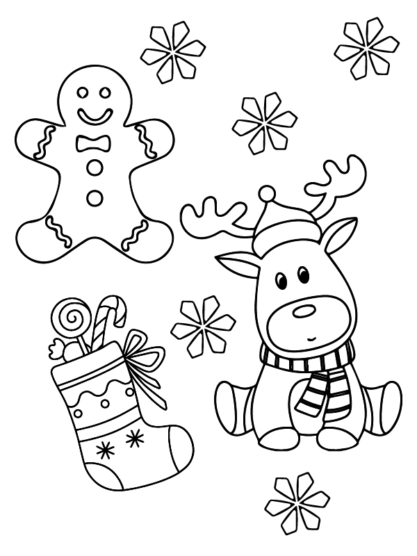 Lebkuchenmann, Weihnachtsrentier und Doodle warm