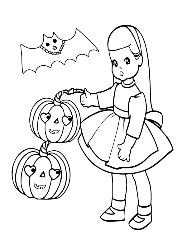 Girl and Pumpkins Preschool Halloween