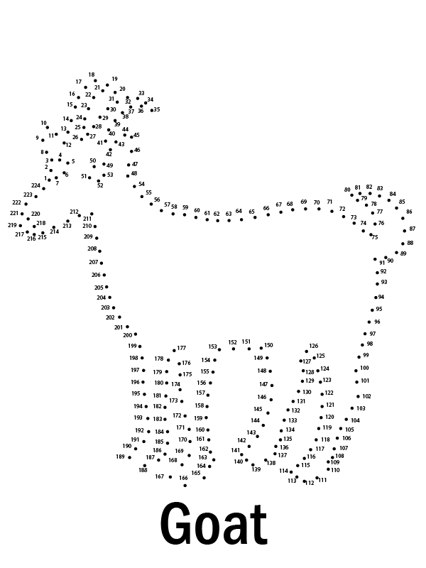 Goat Animal Dot to Dot Coloring Page