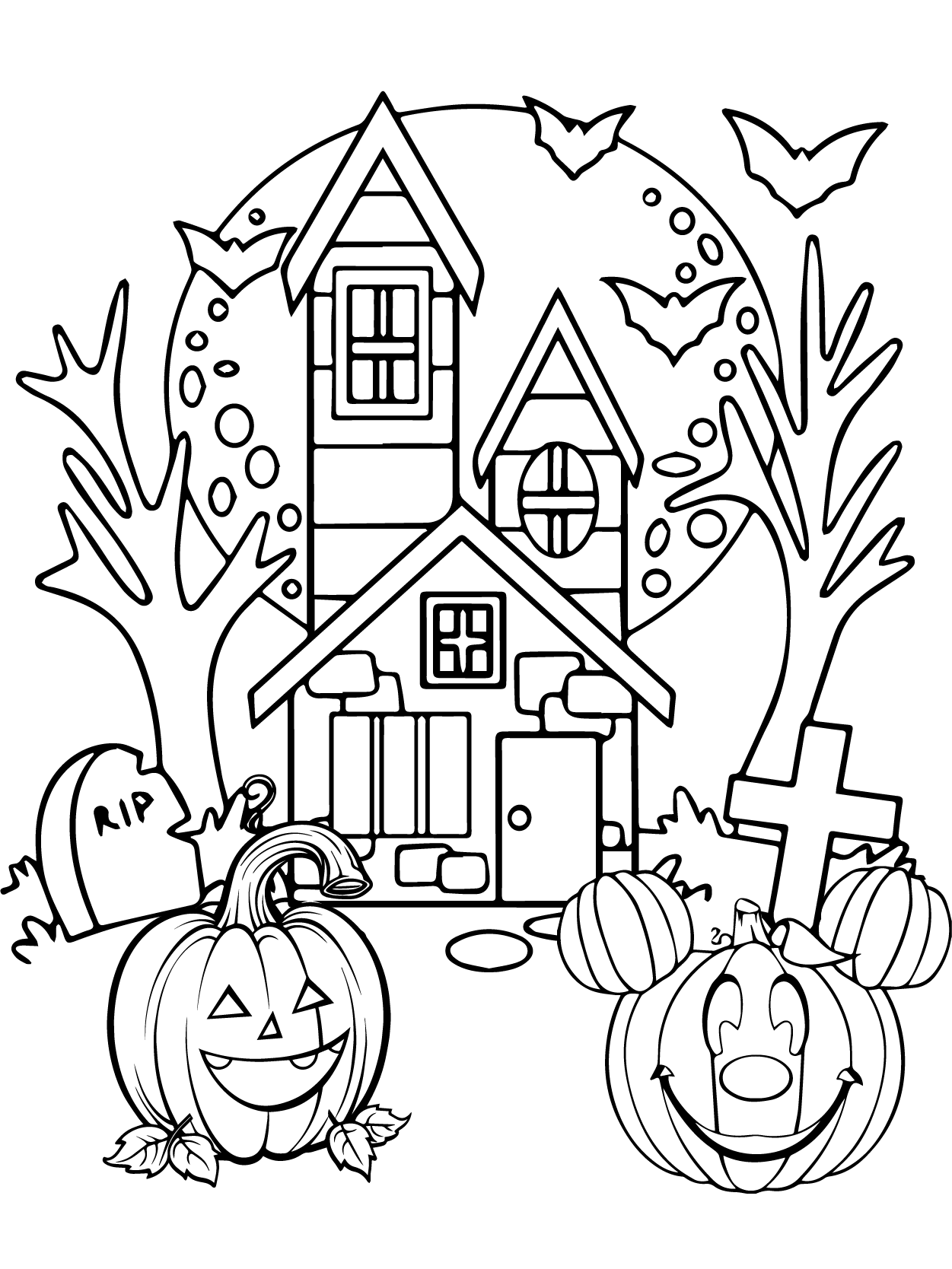 Halloween House and Pumpkins