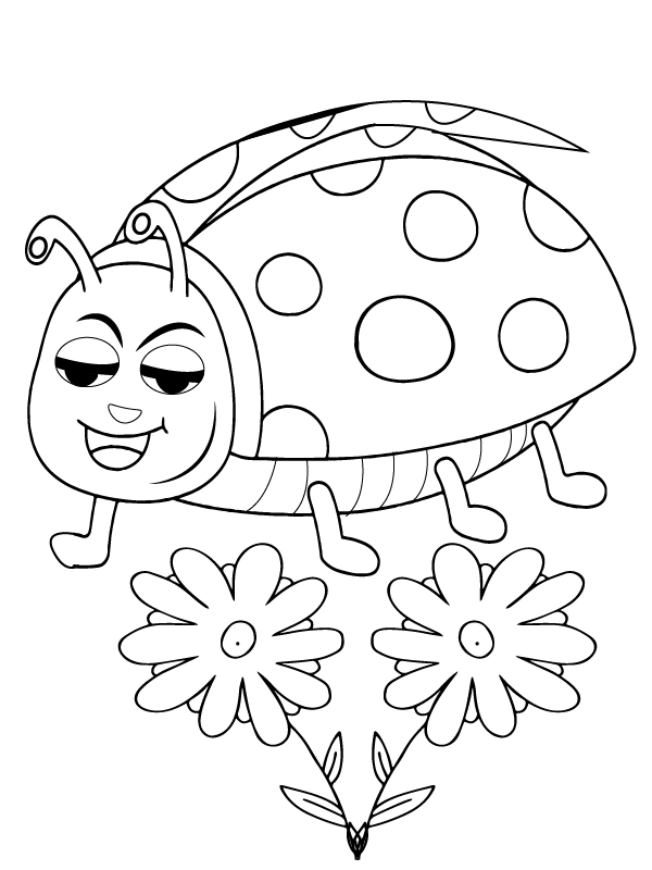 Happy Ladybug Färbung Seite