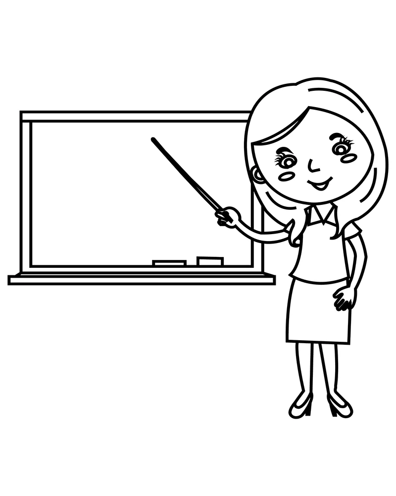 Happy Woman Teacher with Blackboard