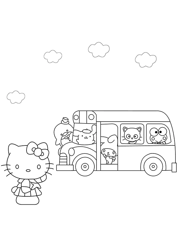 Hello Kitty and School Bus