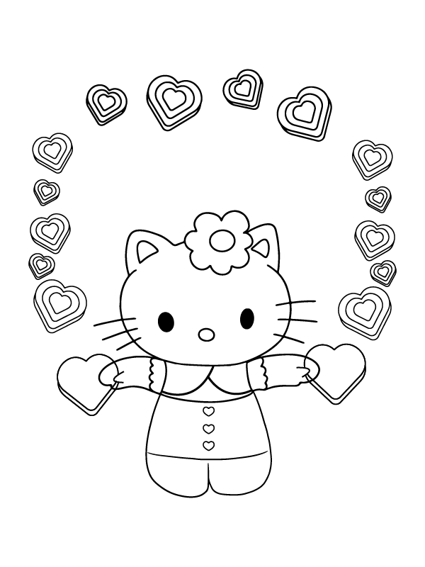 Hello Kitty Valentinstag mit Süßigkeitenherzen