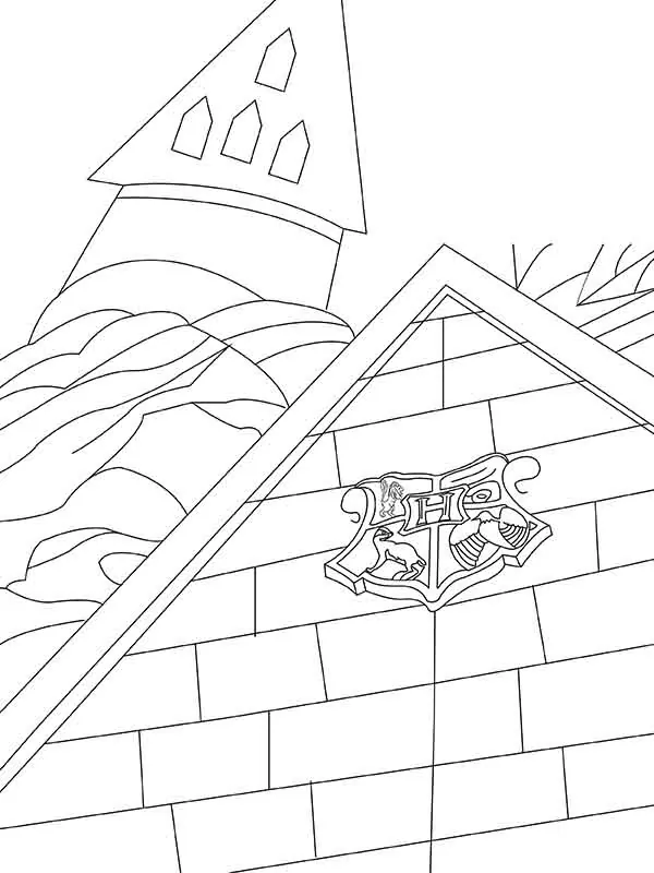 Hogwarts Castle with School Logo