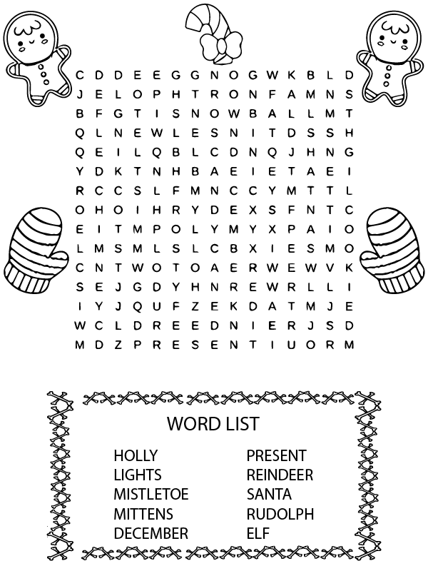 Holiday Word Search Puzzle