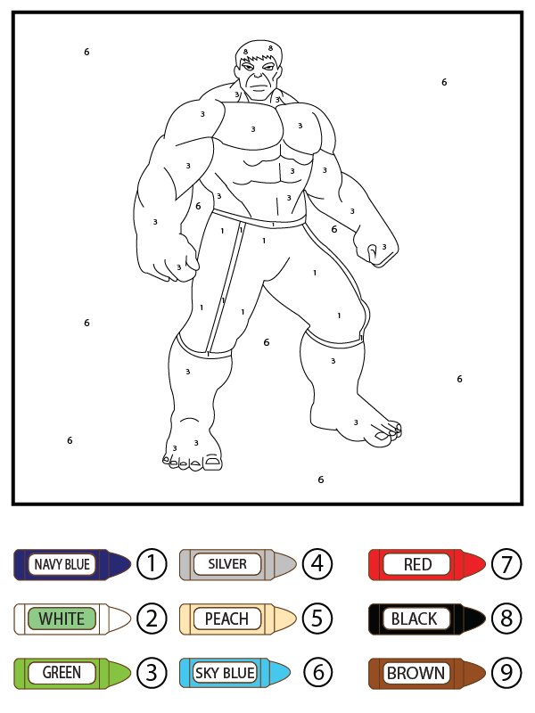 Hulk Superhero Color by Number