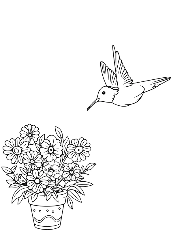 Kolibri- und Blumenvase