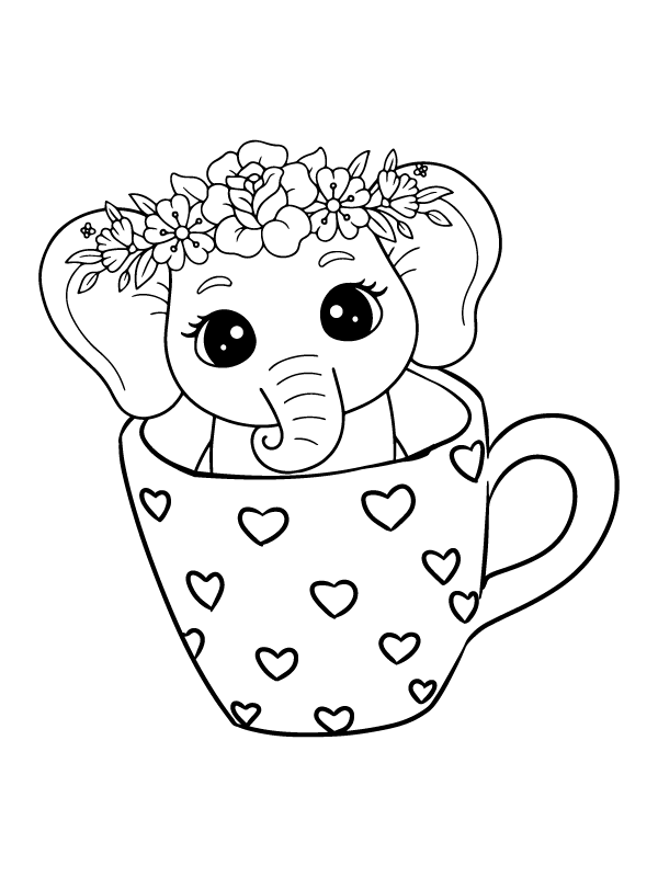 Inside Mug Cute Elephant Valentine's