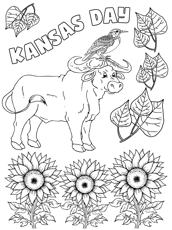 Kansas Day Coloring Book Page