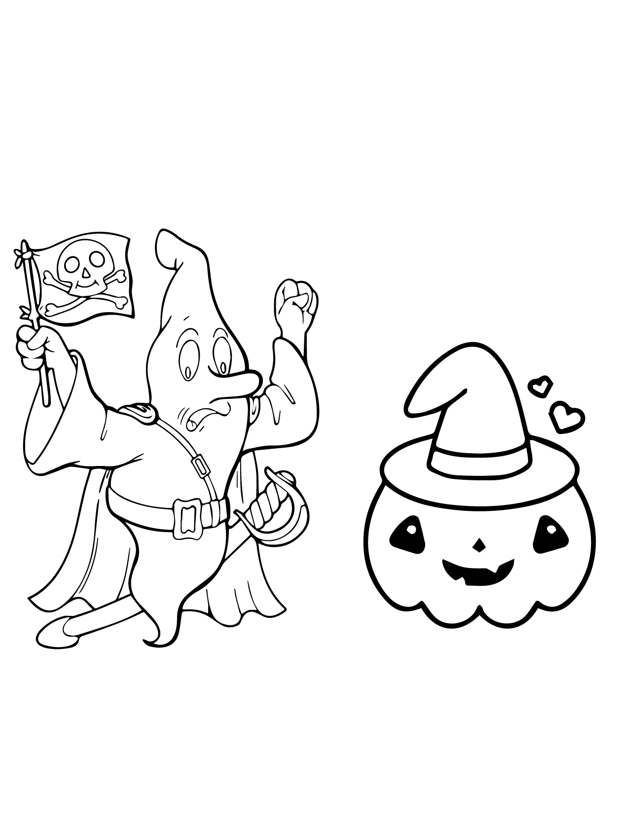 Kawaii Halloween Ghost and Pumpkin