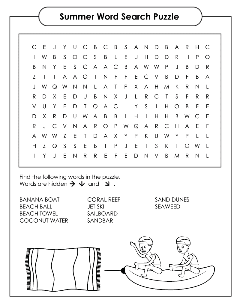 Kids Summer Word Searches