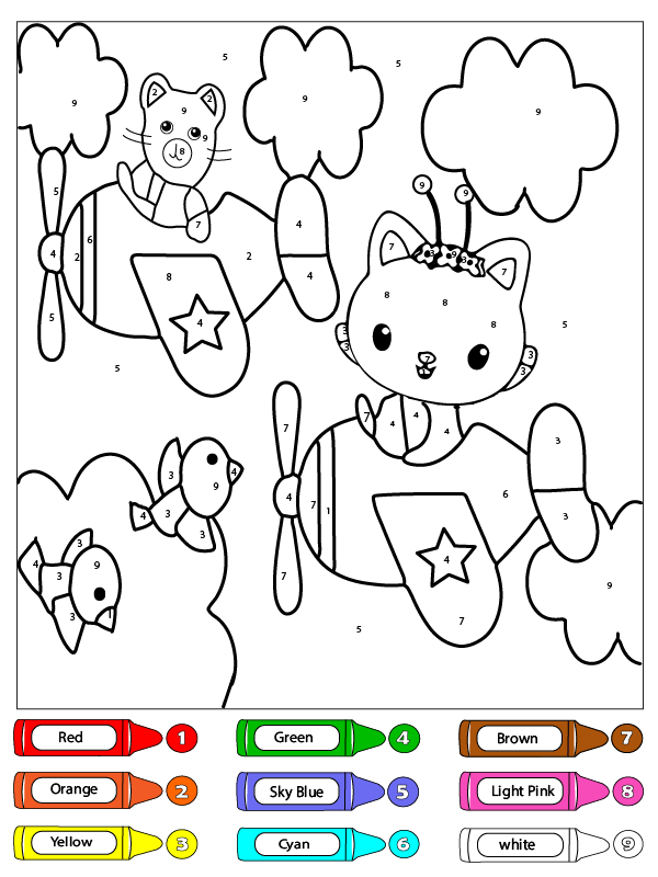 Kitty Fairy and Her Friend Flying Color by Number