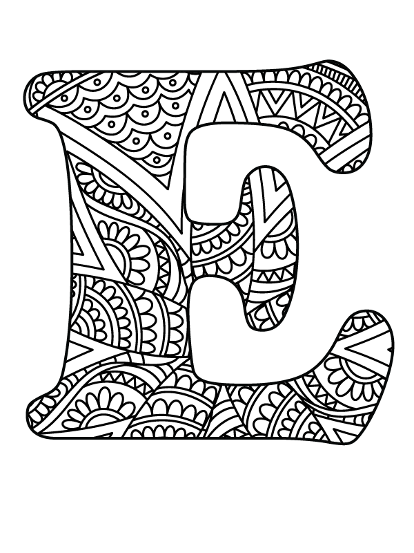 Letter E Mandala Alphabet