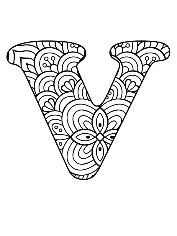 Letter V Mandala Alphabet