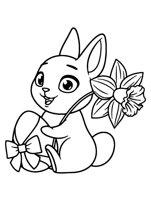 Lovely Easter Bunny Holding a Flower