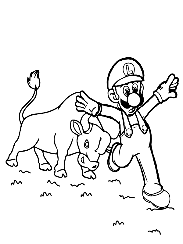 Luigi wird von einem Stier gejagt