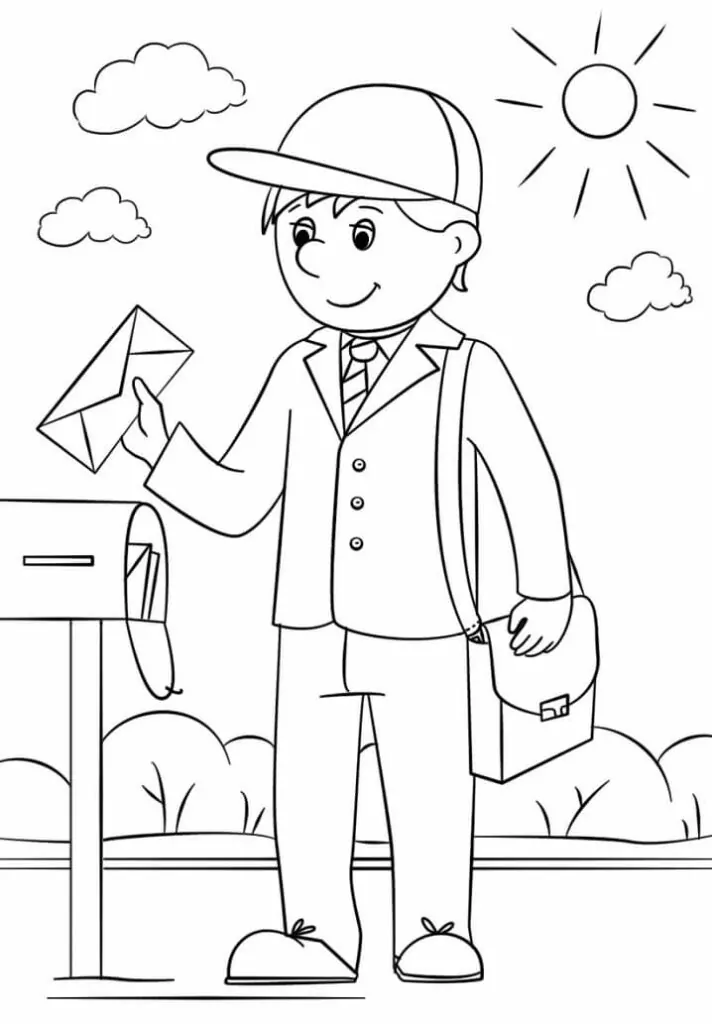 Carteiro para colorir