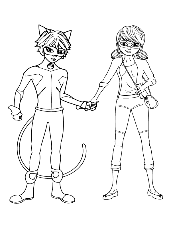Marinette and Adrien Coloring Page