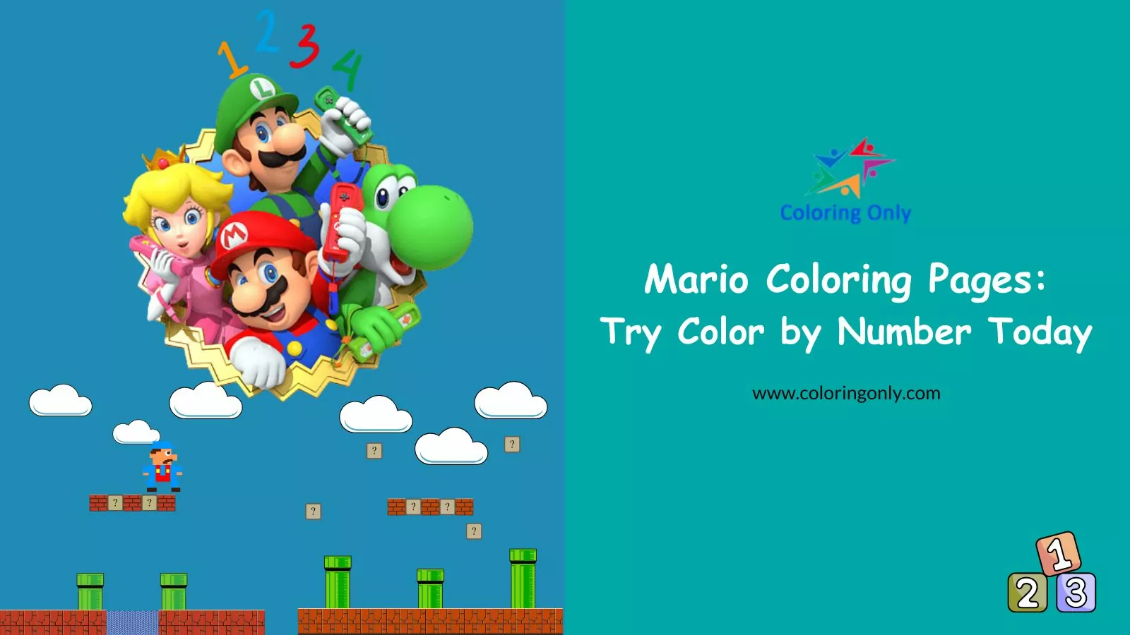 Mario Coloring Pages: Try Color by Number Today