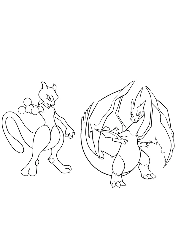 Mewtwo and Charizard