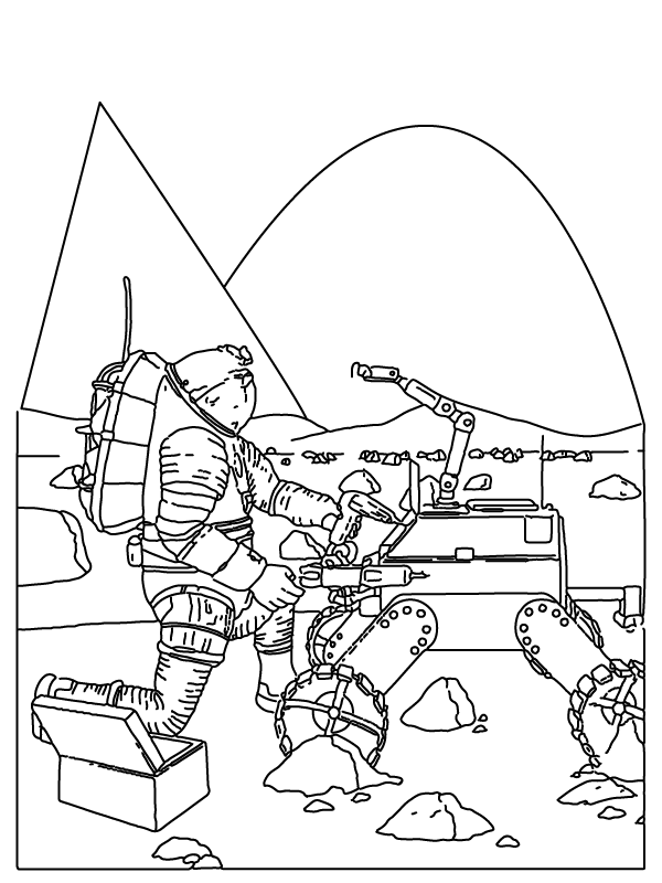 Nasa Astronaut Fixing the Rover