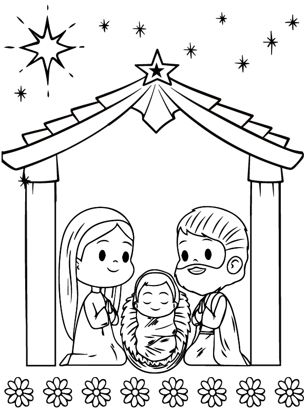 Nativity Scene in a Star Frame