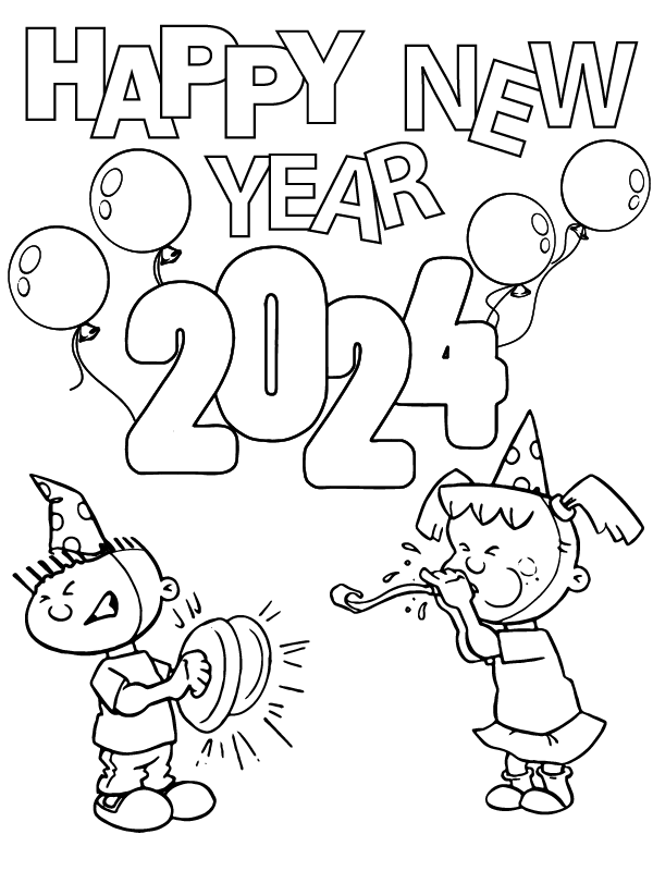 New Year's Free Coloring Printable