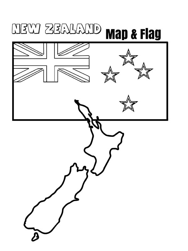 New Zealand Flag and Map
