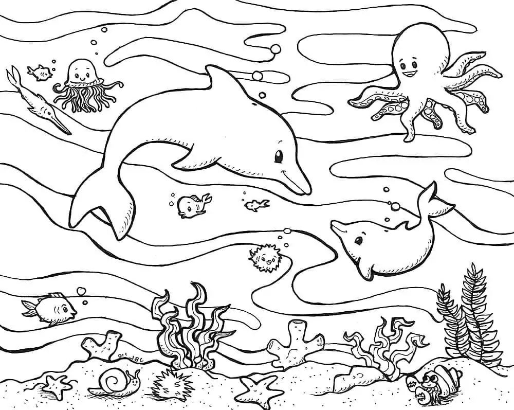 Desenhos de oceano e vida marinha para colorir