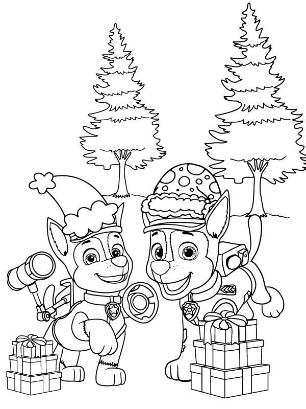 Amiable Paw Patrol Christmas coloring page
