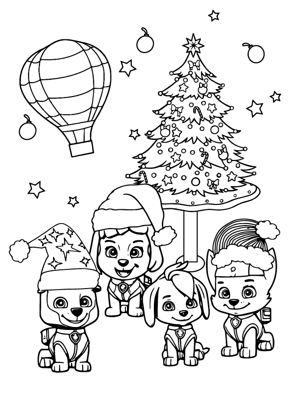 Delightful Paw Patrol Christmas coloring page