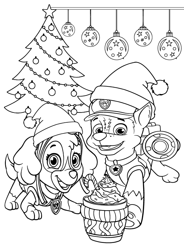 Flawless Paw Patrol Christmas coloring page